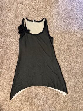Black Sleeveless Floral Accent Tunic - Ronen Chen